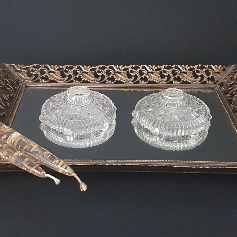 Anchor Hocking STARS AND BARS, Thousand Lines, Rainbow Stars Candlestick Holders